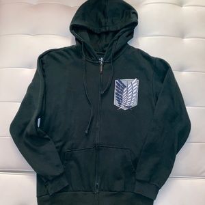 Attack on Titan dark green zip up sweatshirt